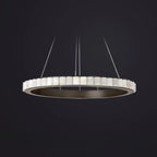 Circular 2-layer Modern Alabaster Steel Pendant Chandelier