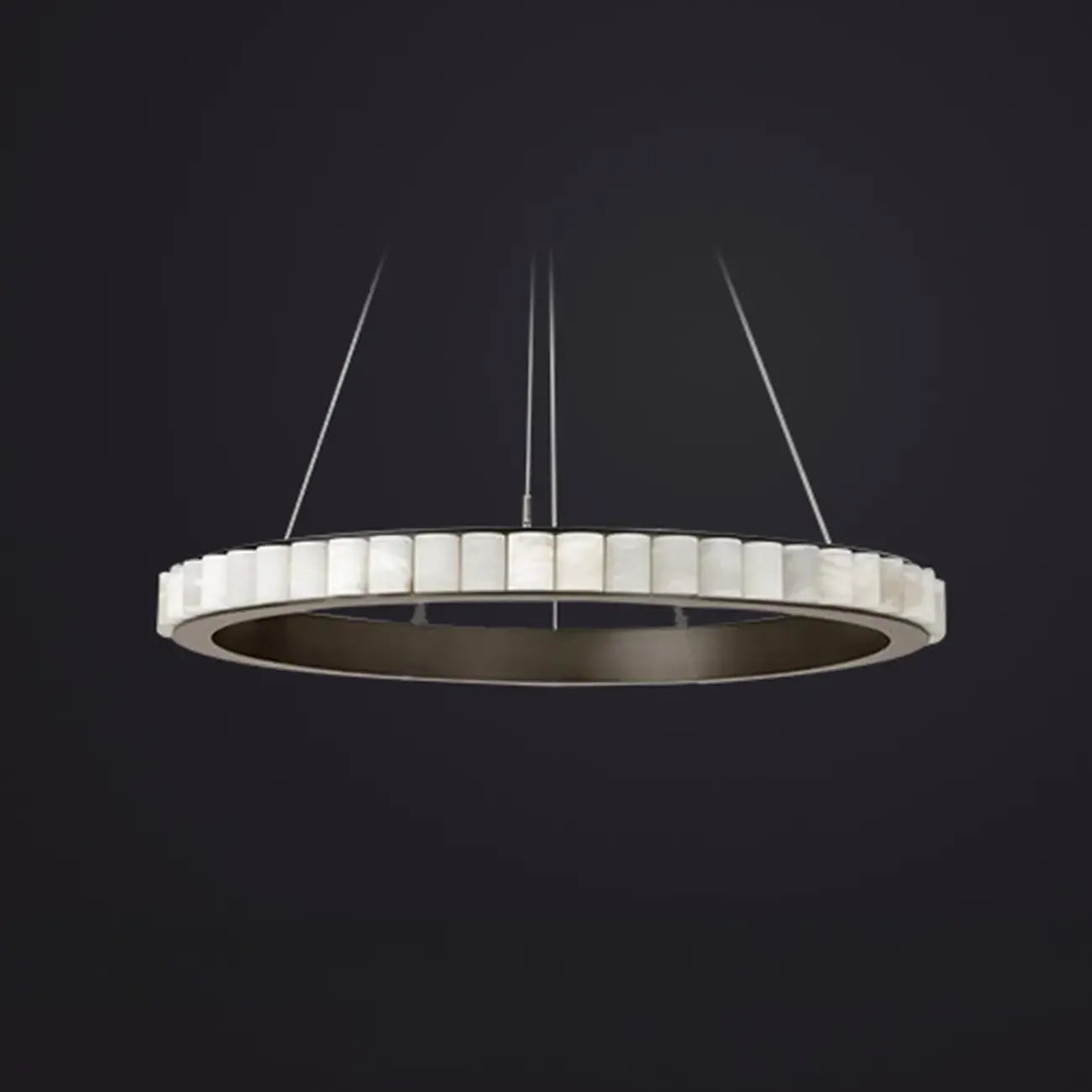 Circular 2-layer Modern Alabaster Steel Pendant Chandelier