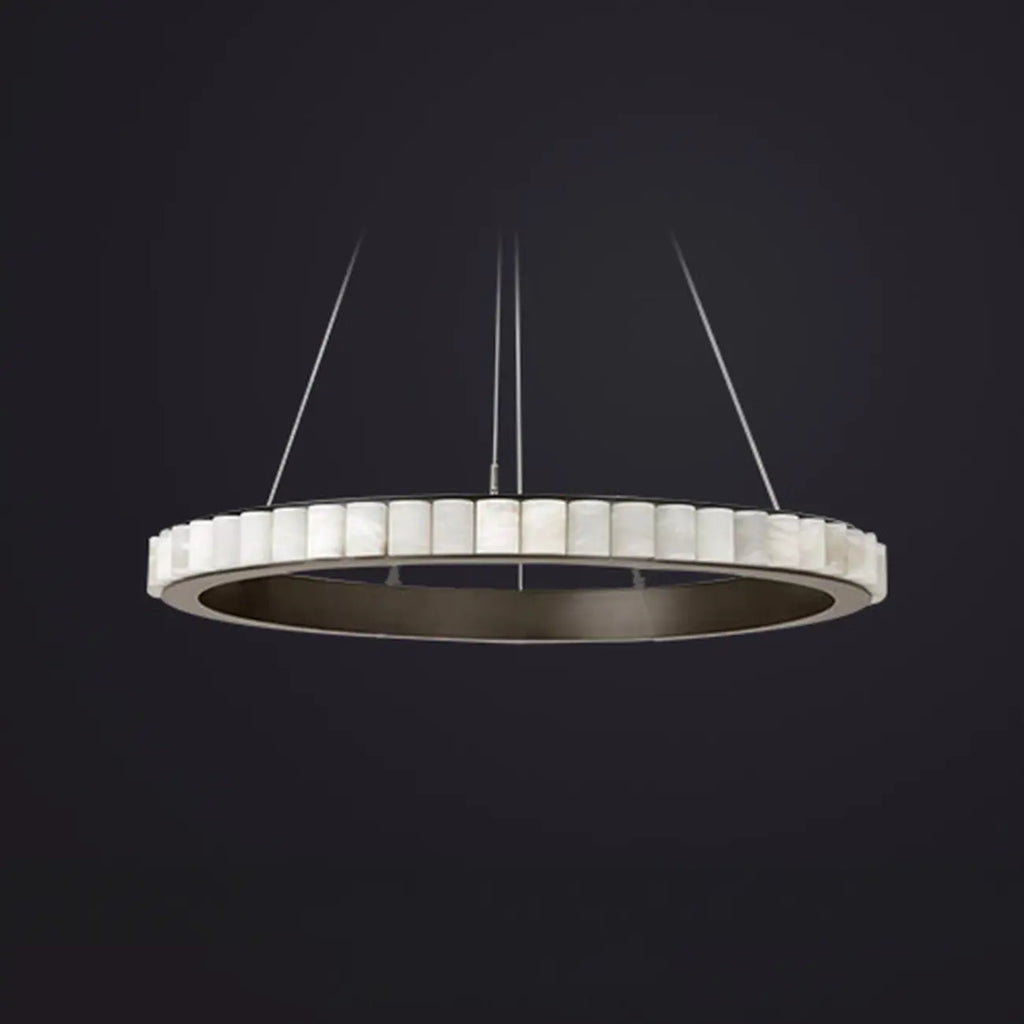 Circular 2-layer Modern Alabaster Steel Pendant Chandelier