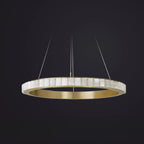 Circular 2-layer Modern Alabaster Steel Pendant Chandelier