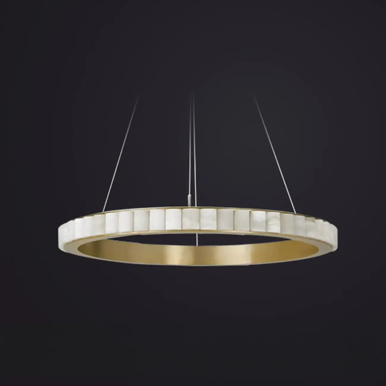 Circular 2-layer Modern Alabaster Steel Pendant Chandelier