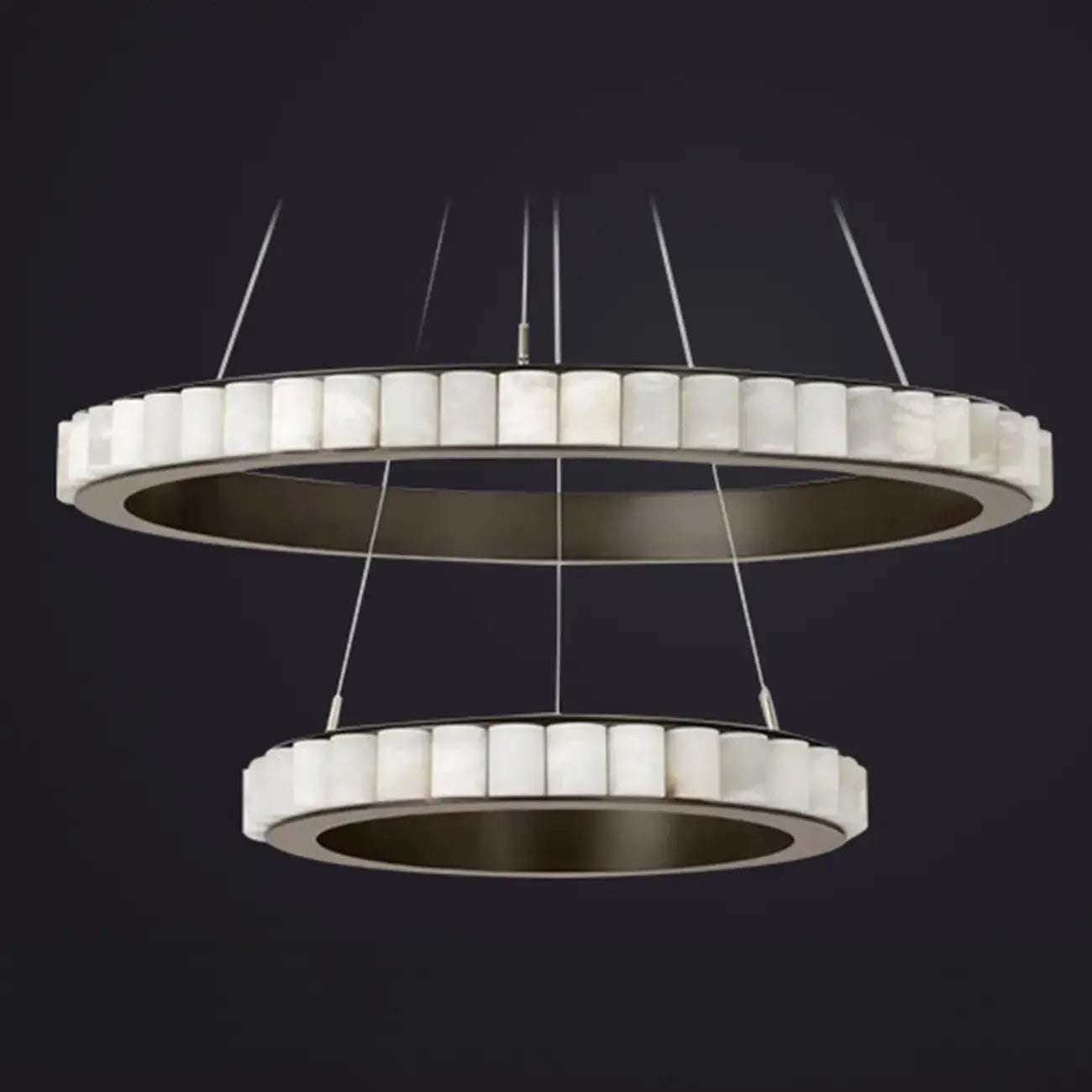 Circular 2-layer Modern Alabaster Steel Pendant Chandelier