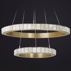 Circular 2-layer Modern Alabaster Steel Pendant Chandelier