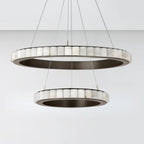 Circular 2-layer Modern Alabaster Steel Pendant Chandelier