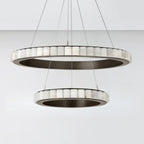 Circular 2-layer Modern Alabaster Steel Pendant Chandelier