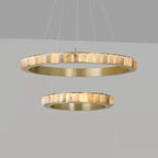 Circular 2-layer Modern Alabaster Steel Pendant Chandelier