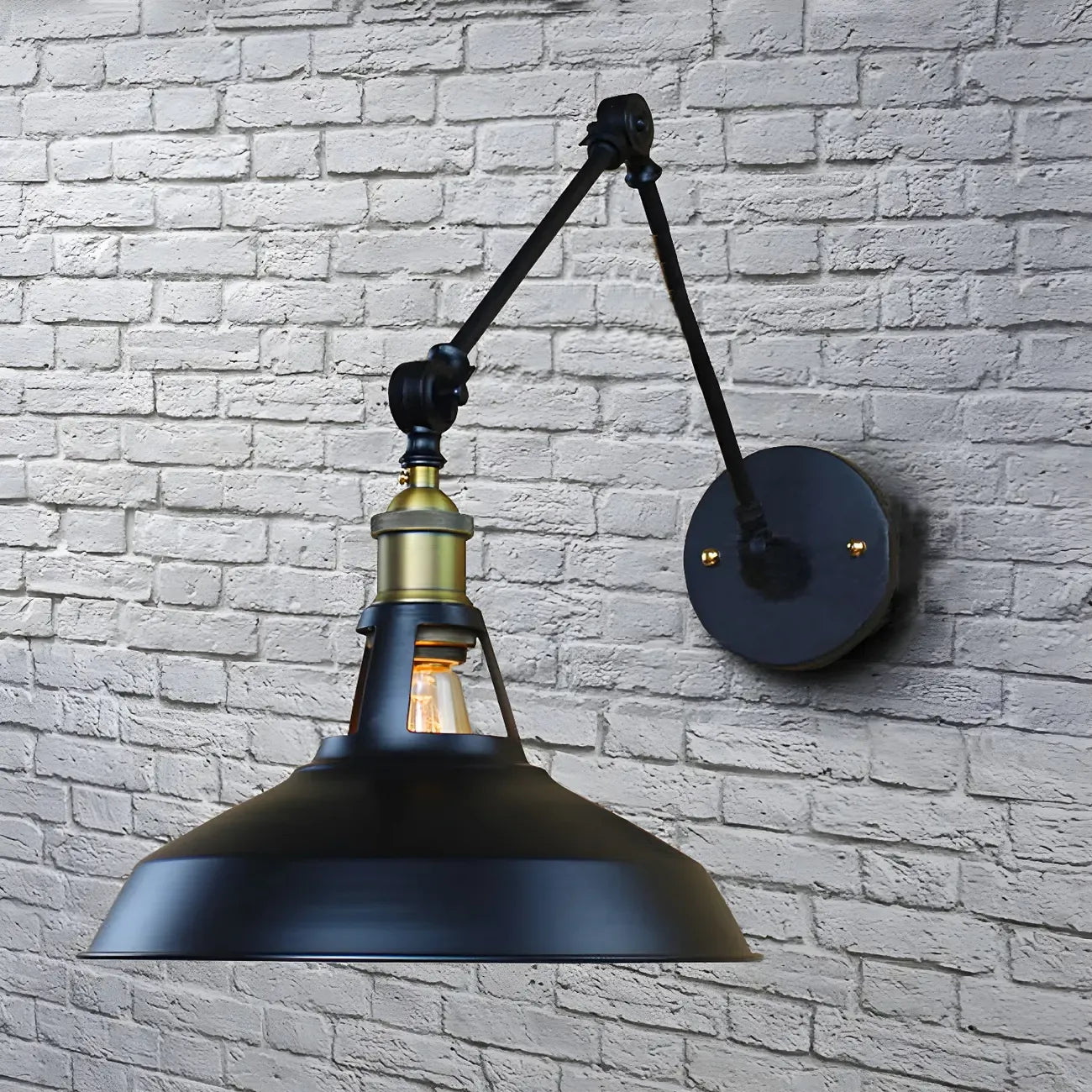 Industrial Barn Shade Adjustable Swing Arm Wall Light