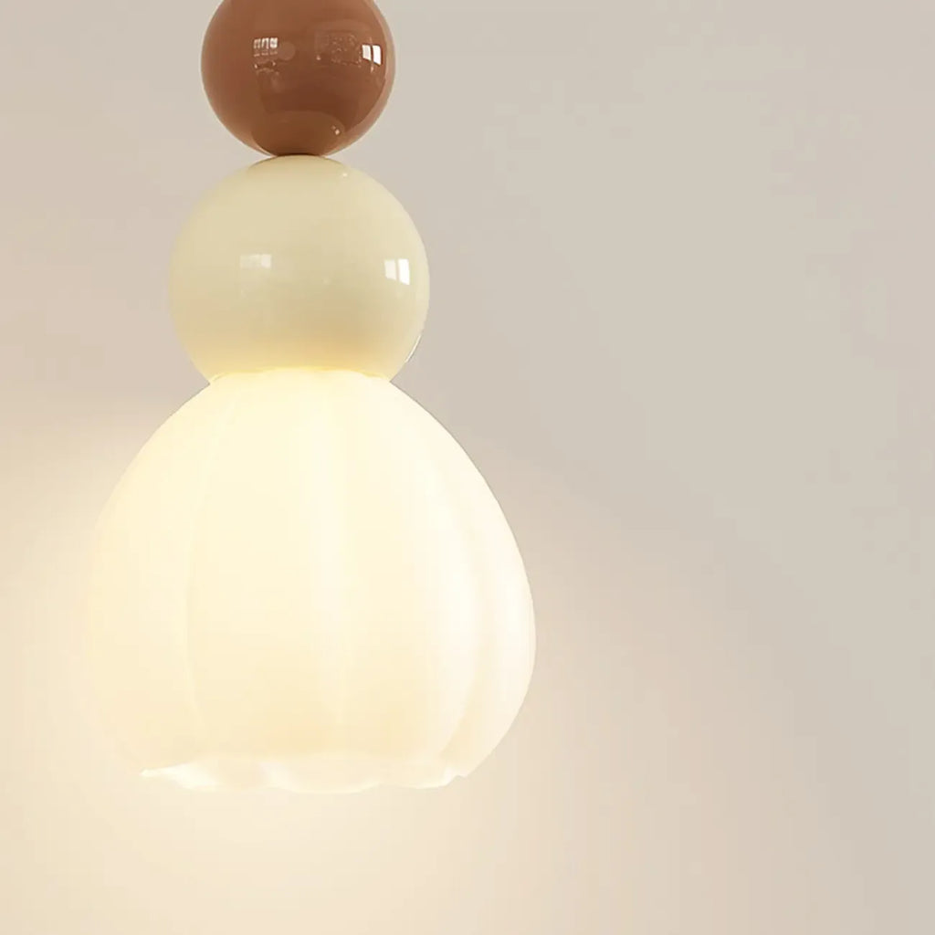 Modern Milk Cocoa Glass Floral Pendant Light
