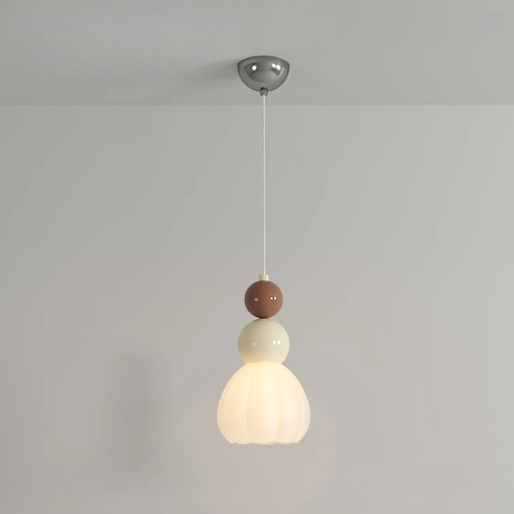 Modern Milk Cocoa Glass Floral Pendant Light