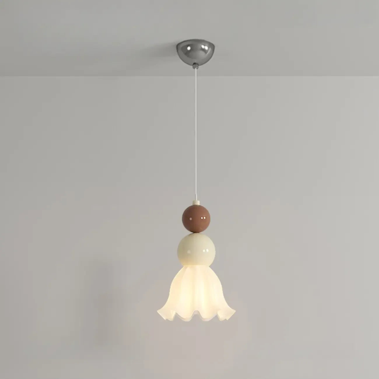 Modern Milk Cocoa Glass Floral Pendant Light