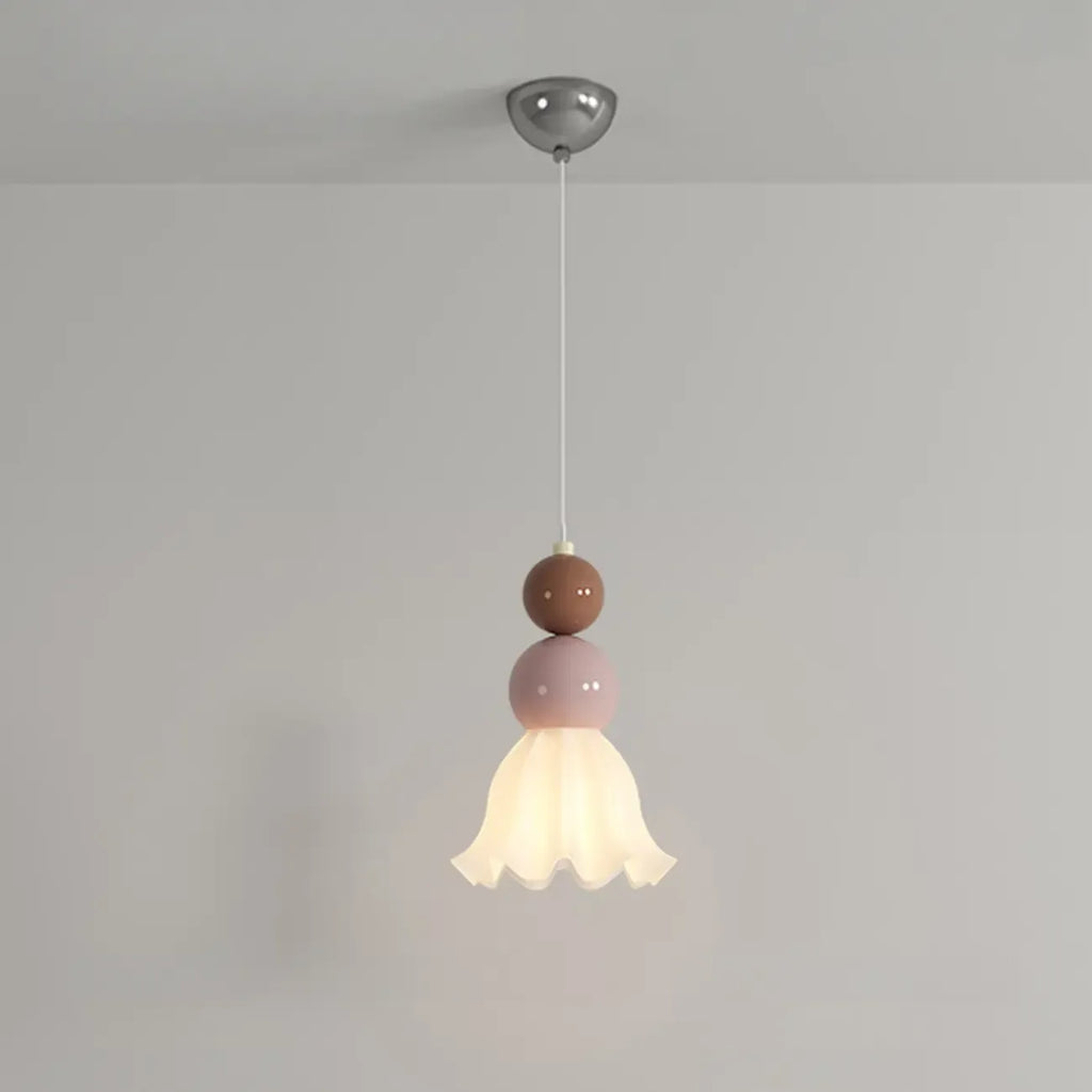 Modern Milk Cocoa Glass Floral Pendant Light