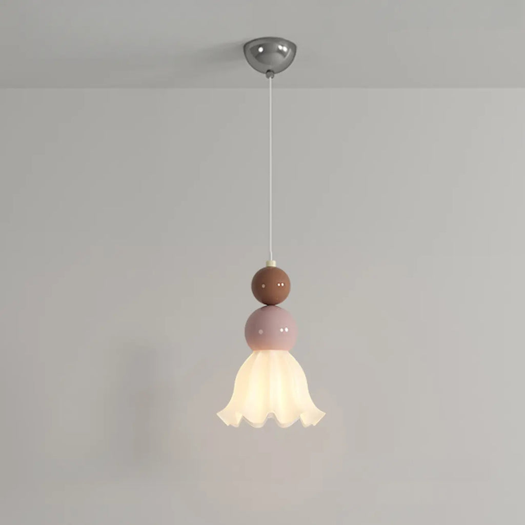 Modern Milk Cocoa Glass Floral Pendant Light
