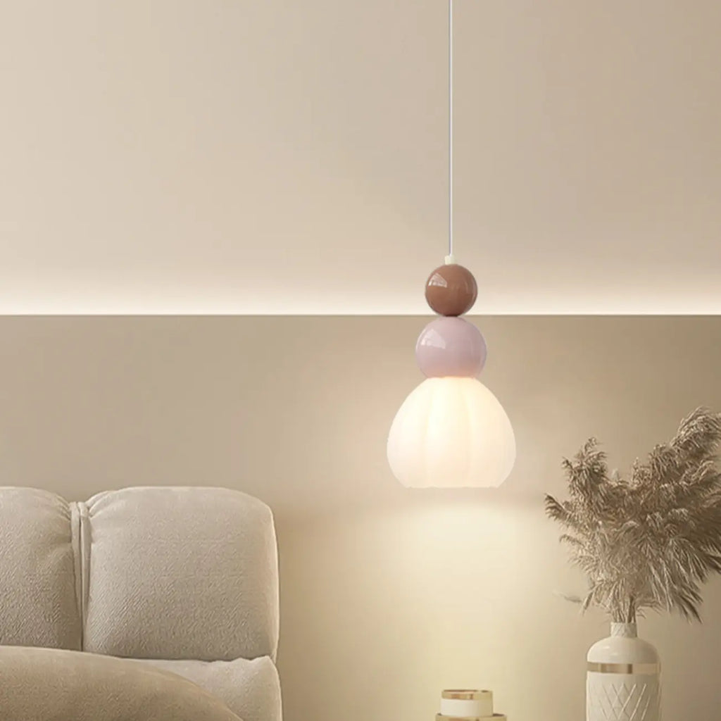 Modern Milk Cocoa Glass Floral Pendant Light