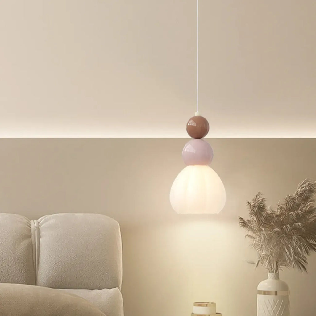 Modern Milk Cocoa Glass Floral Pendant Light