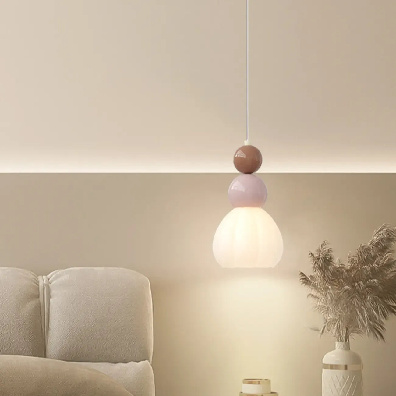 Modern Milk Cocoa Glass Floral Pendant Light
