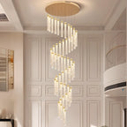 Modern Spiral Crystal Gold LED Chandelier Pendant Light