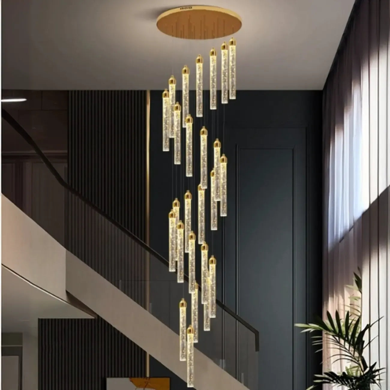 Modern Spiral Crystal Gold LED Chandelier Pendant Light