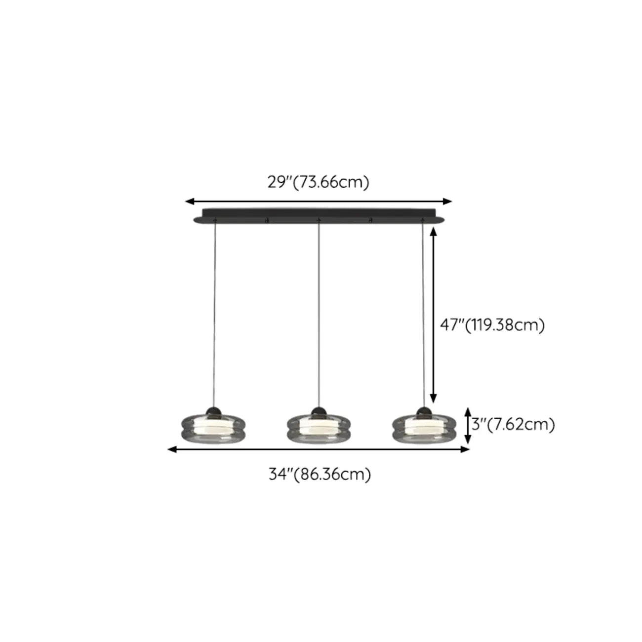 Modern 3-Gear Dimming LED Island Pendant Light for Kitchen