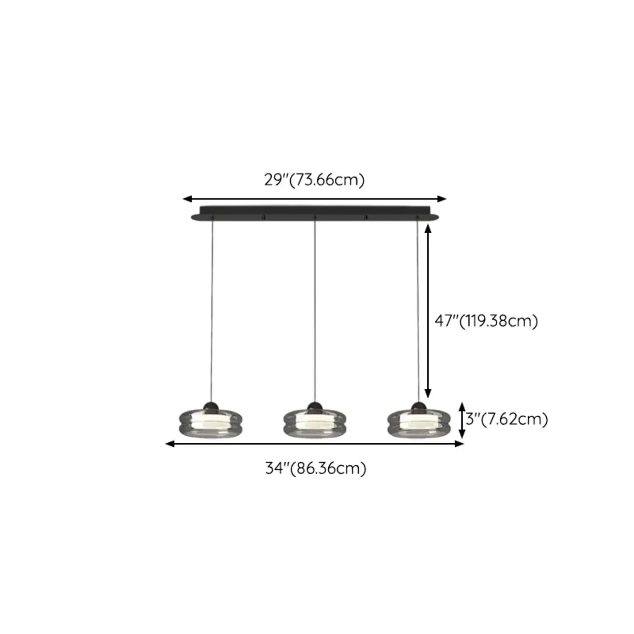 Modern 3-Gear Dimming LED Island Pendant Light for Kitchen
