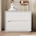 Compact Faux Leather Top Drawer Storage Nightstand