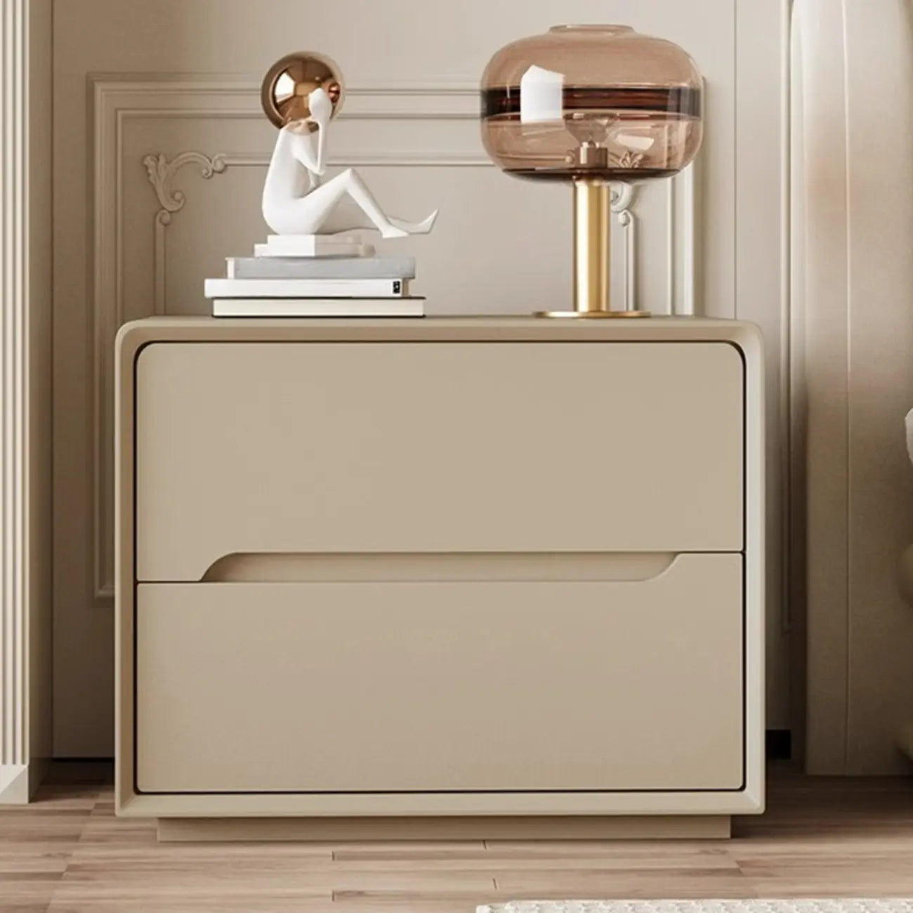 Compact Faux Leather Top Drawer Storage Nightstand