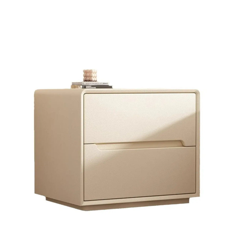 Compact Faux Leather Top Drawer Storage Nightstand