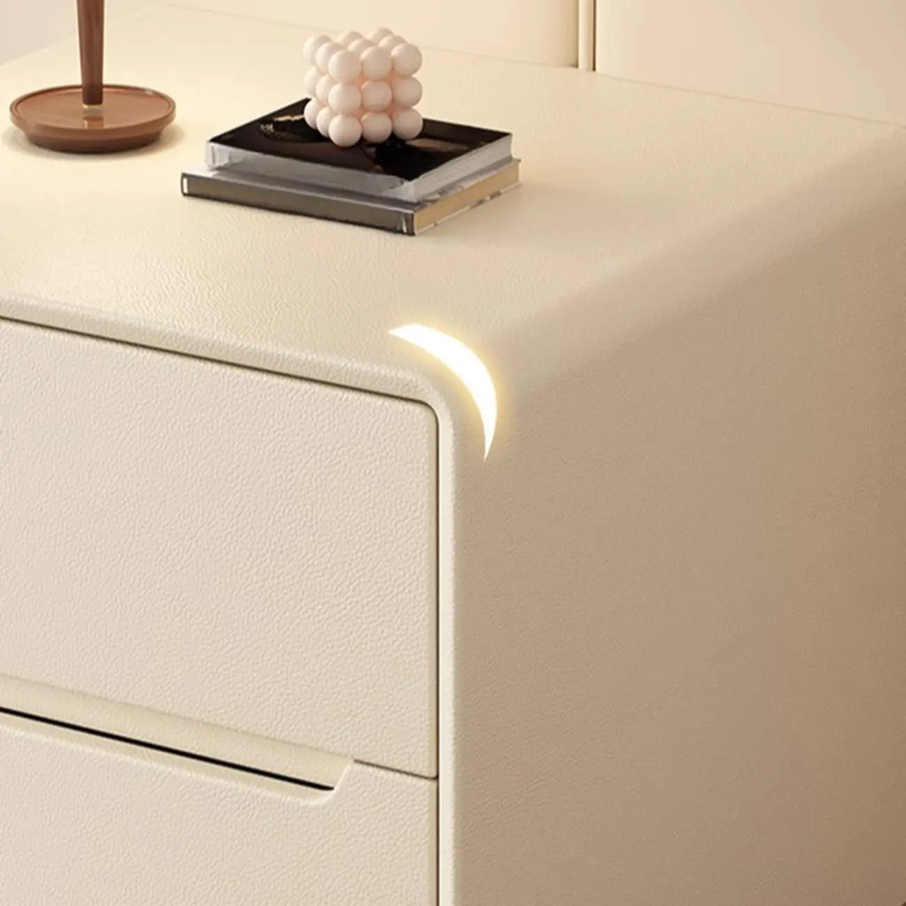 Compact Faux Leather Top Drawer Storage Nightstand