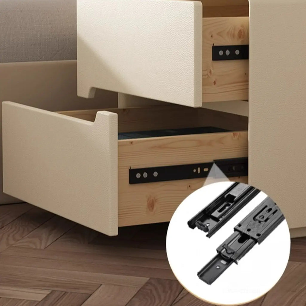 Compact Faux Leather Top Drawer Storage Nightstand