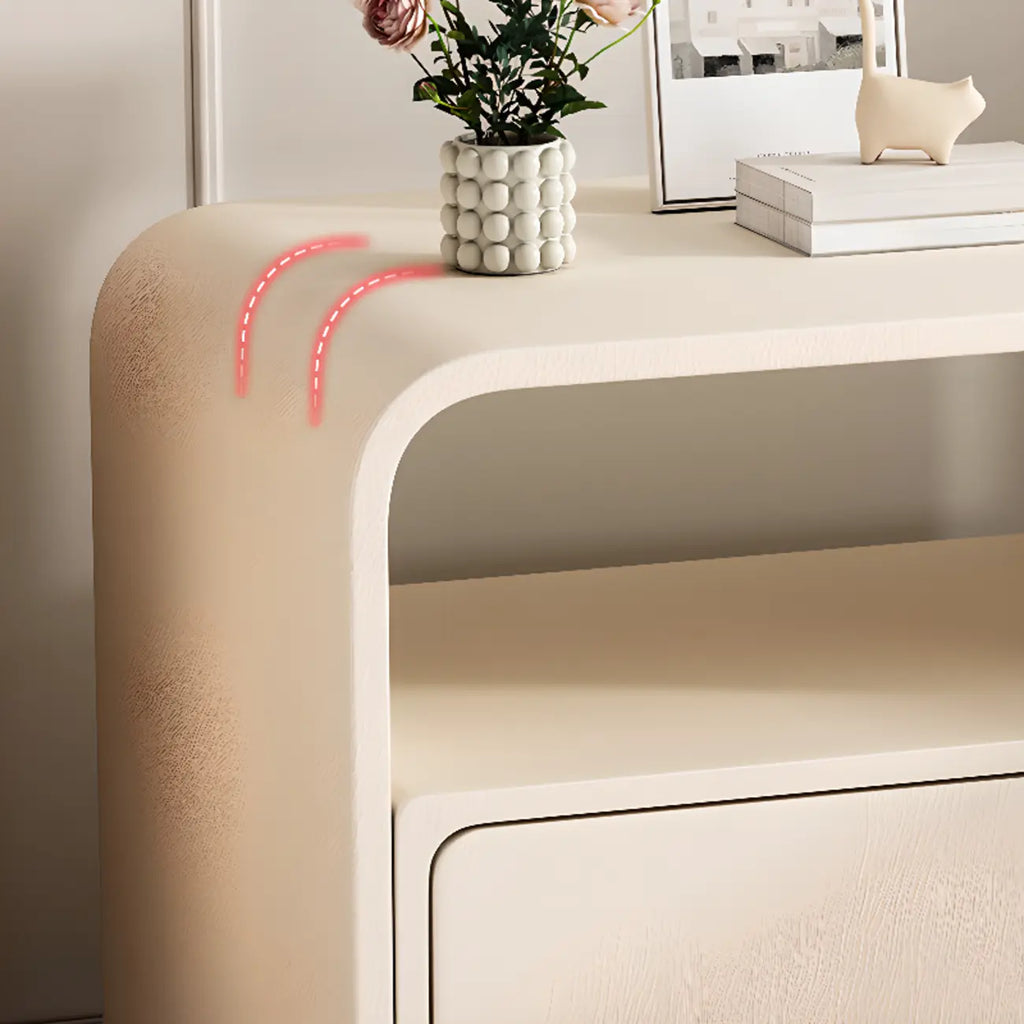 Elegant Modern White Faux Leather Wood Drawer Nightstand