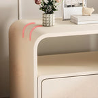Elegant Modern White Faux Leather Wood Drawer Nightstand