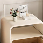 Elegant Modern White Faux Leather Wood Drawer Nightstand