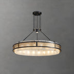 Black Metal Circle Stone Shade Modern Pendant Chandelier