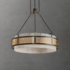Black Metal Circle Stone Shade Modern Pendant Chandelier