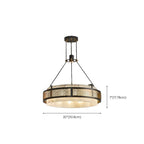 Black Metal Circle Stone Shade Modern Pendant Chandelier