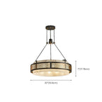 Black Metal Circle Stone Shade Modern Pendant Chandelier