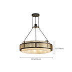 Black Metal Circle Stone Shade Modern Pendant Chandelier