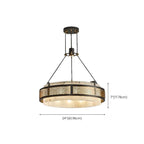 Black Metal Circle Stone Shade Modern Pendant Chandelier