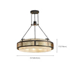 Black Metal Circle Stone Shade Modern Pendant Chandelier
