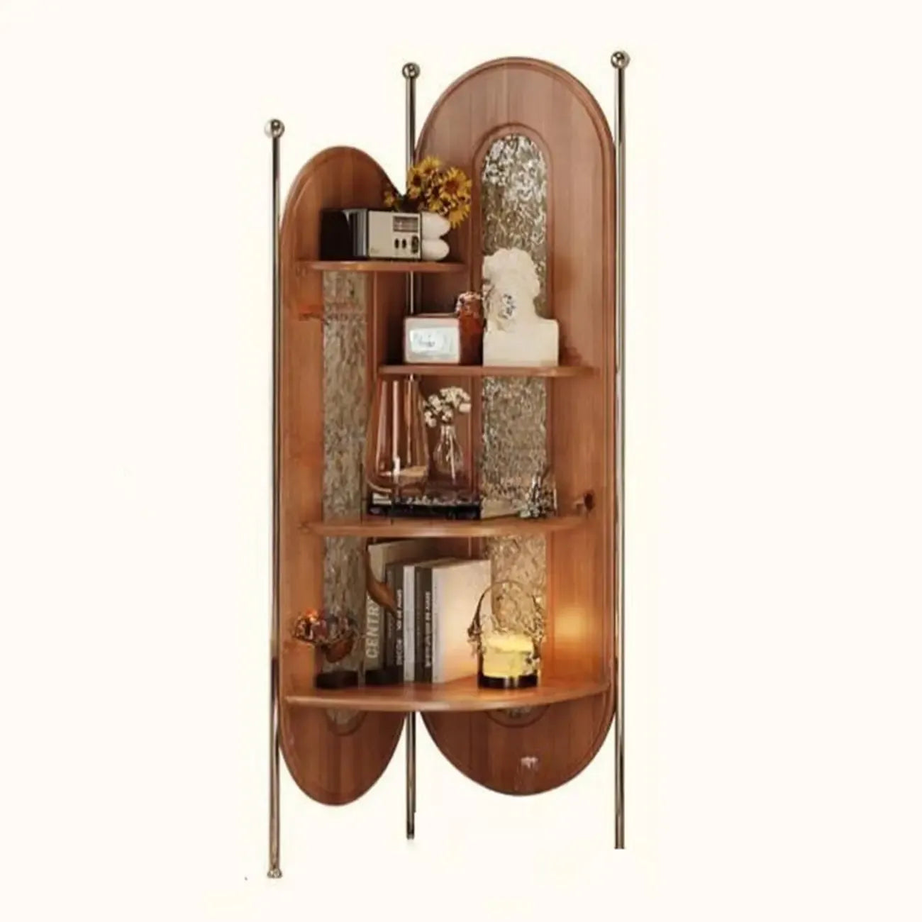 Vintage Brown Silver Corner Decorative Display Bedroom Cabinet
