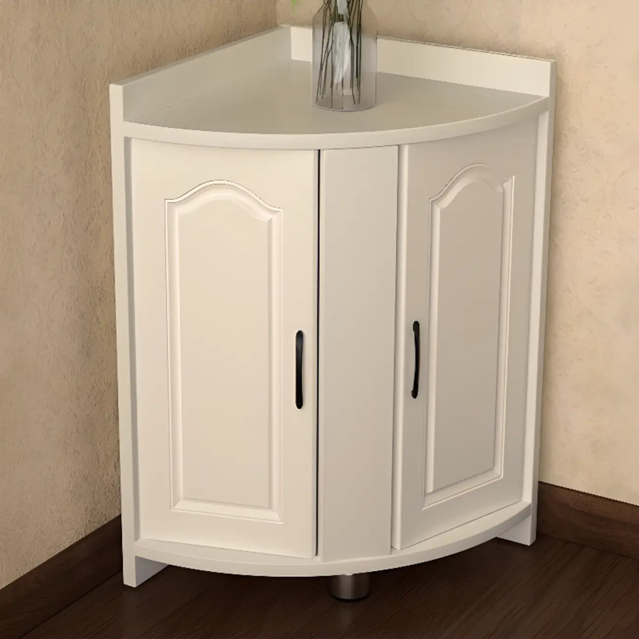 Modern Small White Wood Corner Storage Cabinet