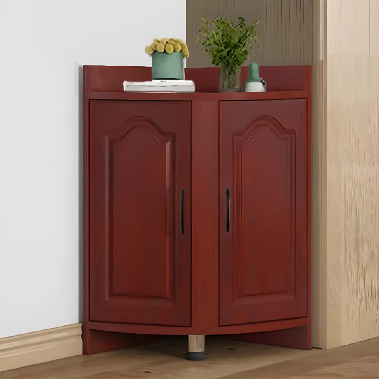 Modern Small White Wood Corner Storage Cabinet