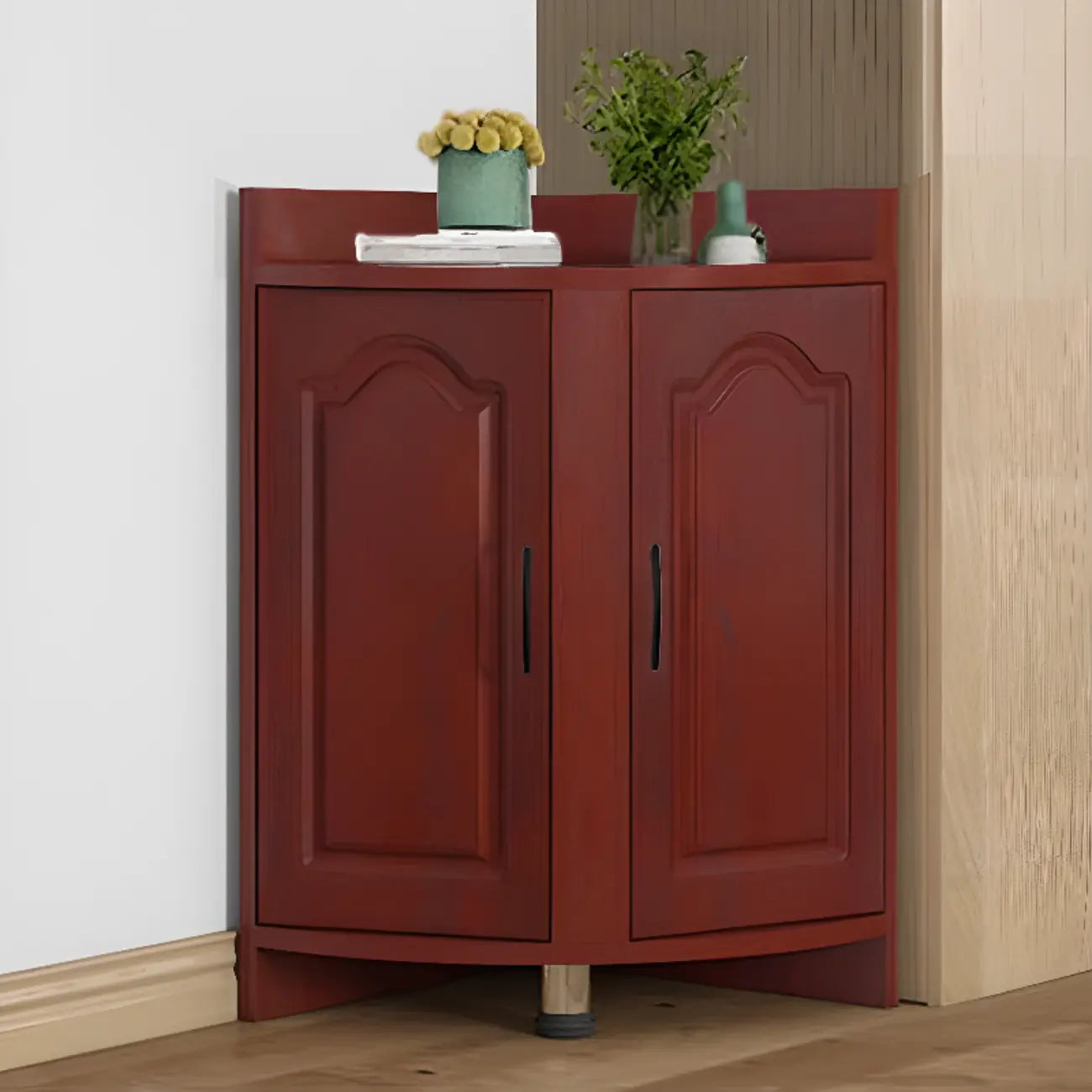 Modern Small White Wood Corner Storage Cabinet