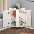 Modern Small White Wood Corner Storage Cabinet