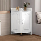 Modern Small White Wood Corner Storage Cabinet