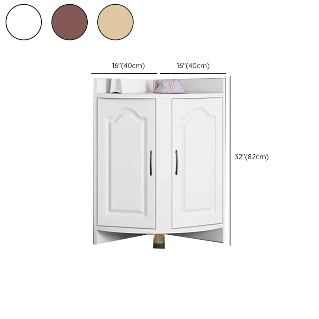 Modern Small White Wood Corner Storage Cabinet