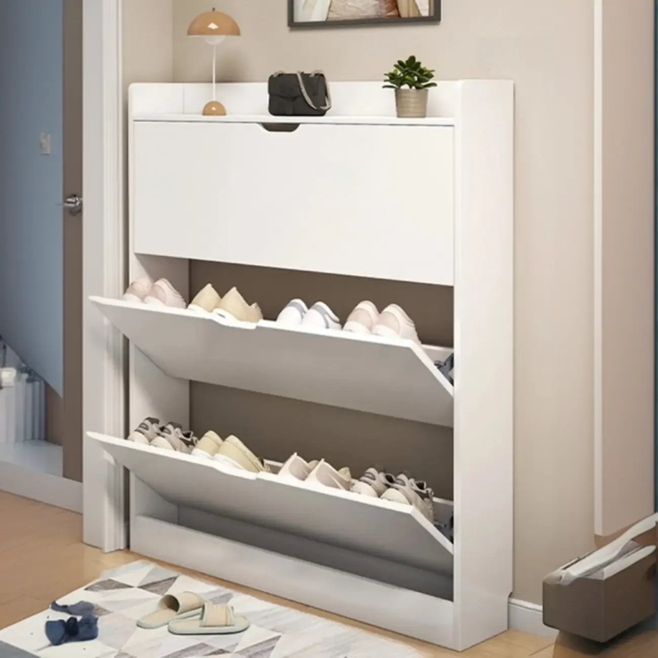 Vertical Wooden Shoe Cabinet for Entryway