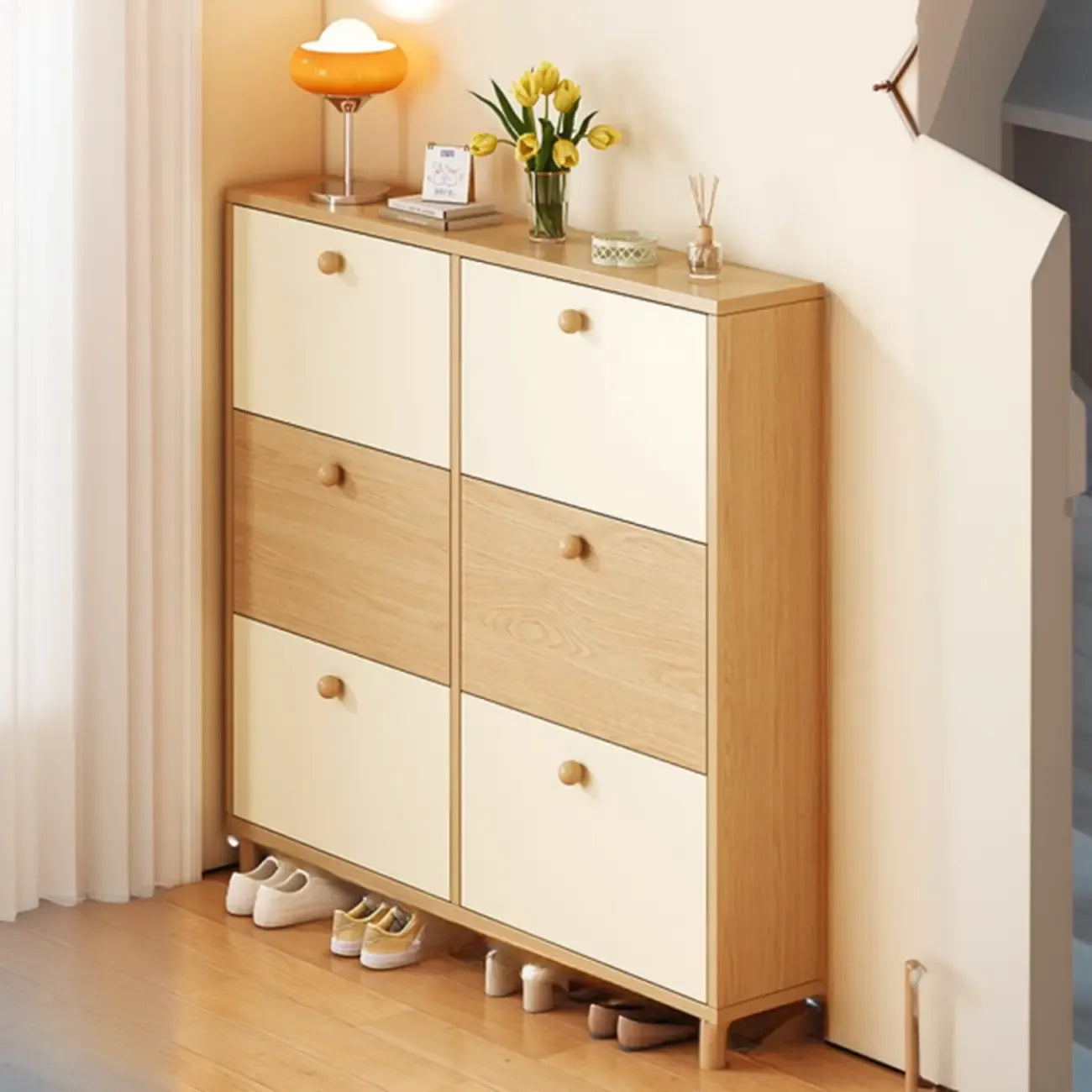 Vertical Wooden Shoe Cabinet for Entryway