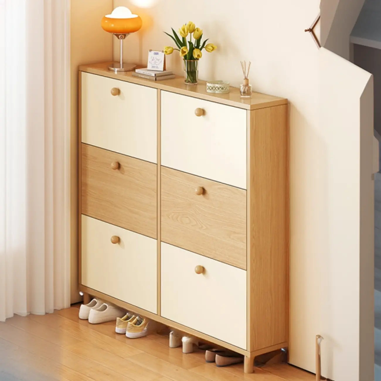 Vertical Wooden Shoe Cabinet for Entryway