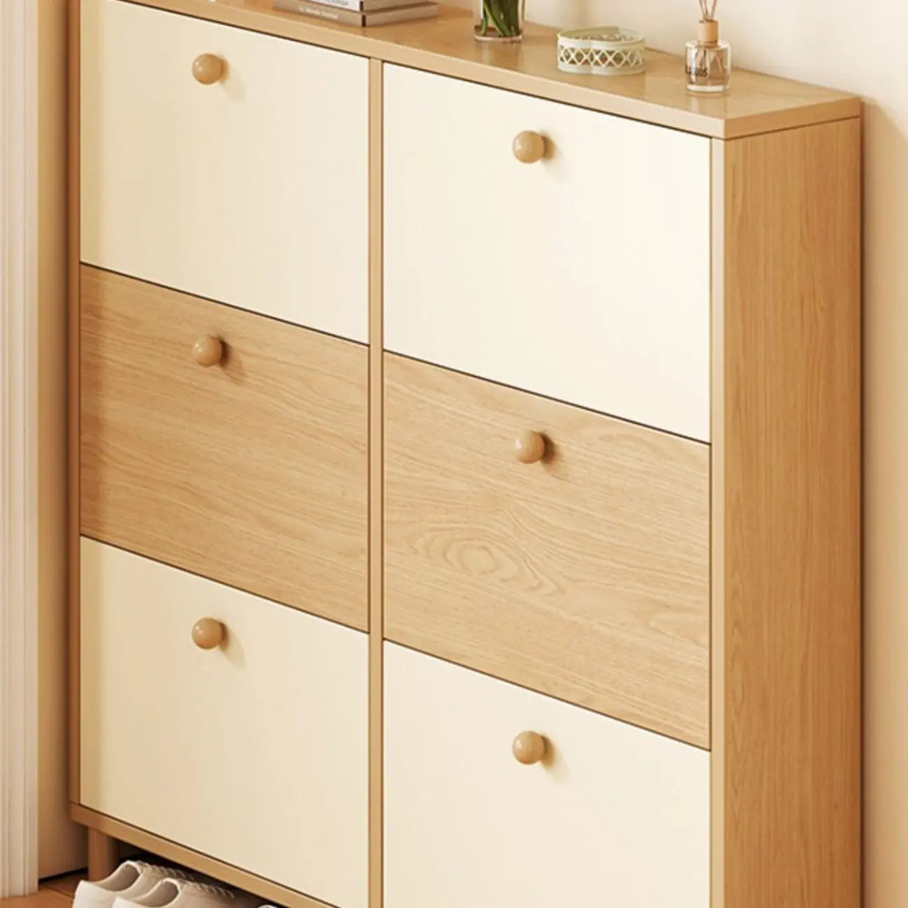 Vertical Wooden Shoe Cabinet for Entryway