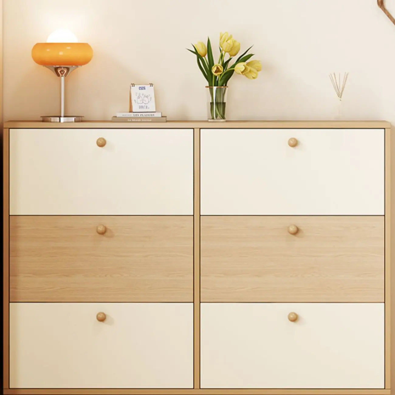 Vertical Wooden Shoe Cabinet for Entryway